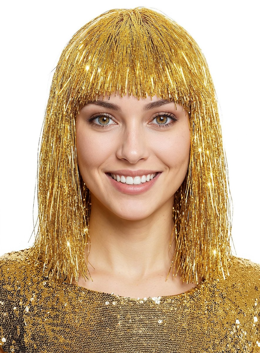 Lametta pruik goud