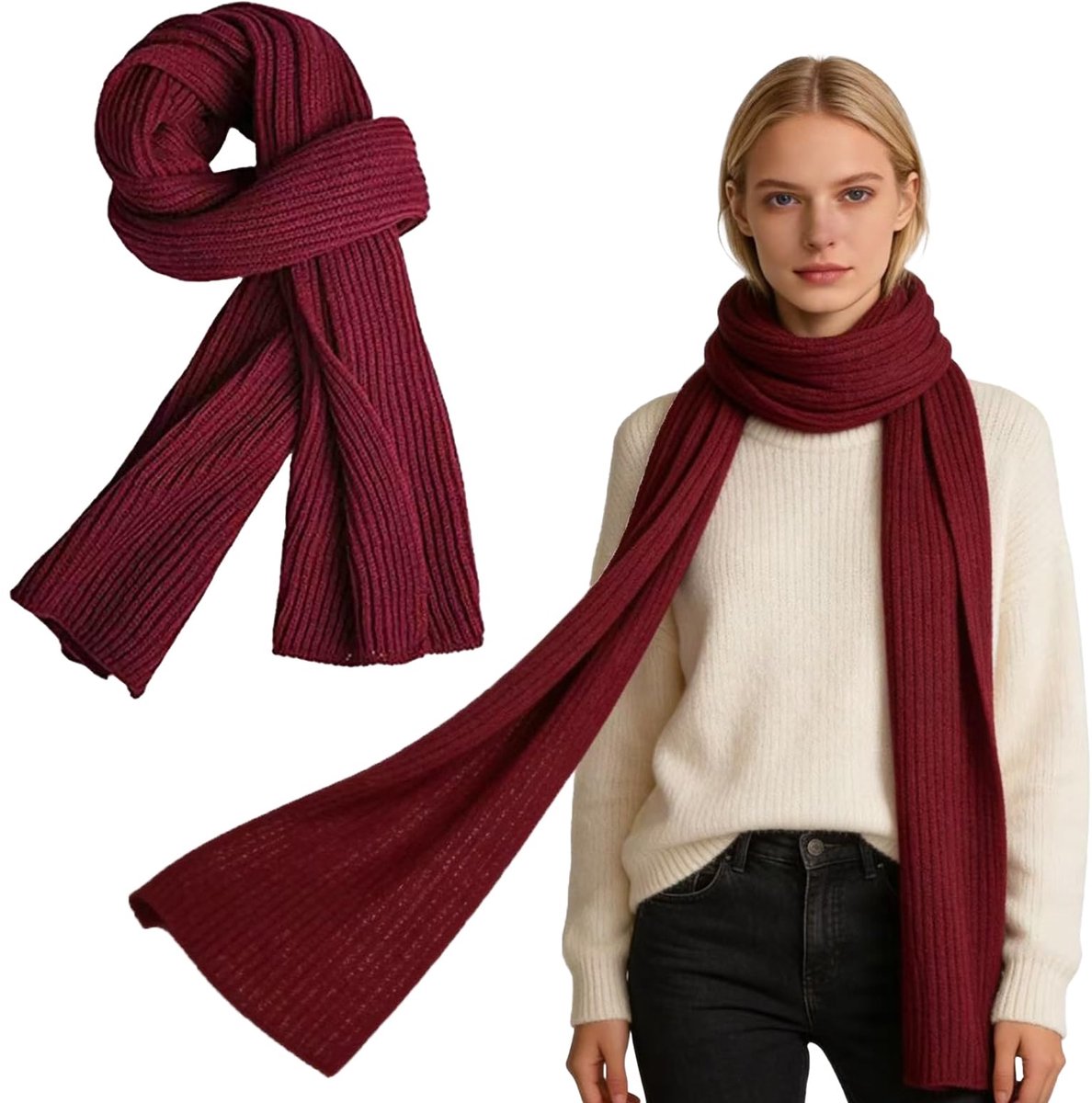 - zachte, dikke, grof gebreide fleece gevoerde thermische nekwarmer voor dames en heren, perfect voor koud weer, gezellig en duurzaam, uniseks