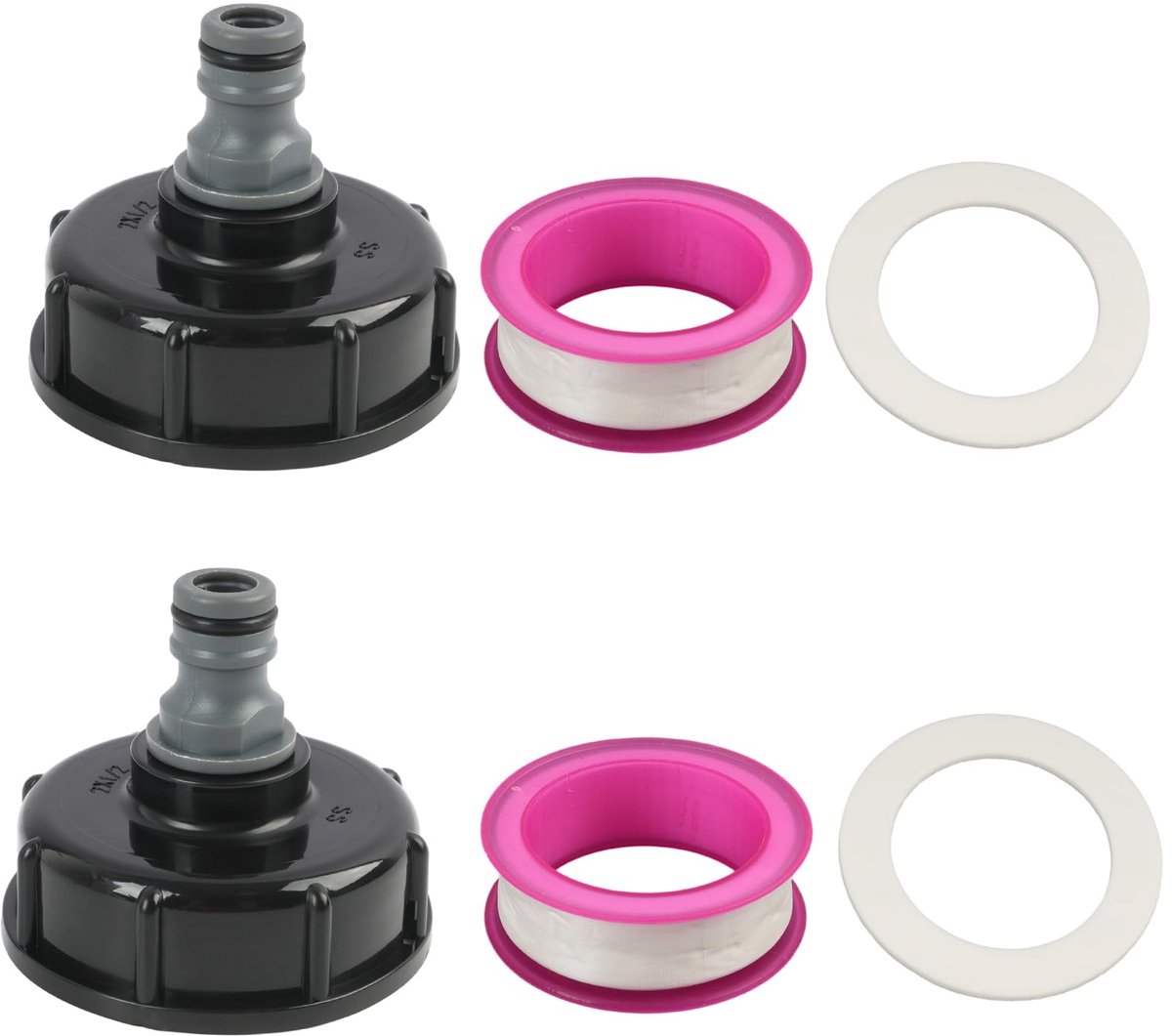 S60 x 6 IBC-tankdekseladapter met 1/2 inch aansluiting, IBC-tankconnector voor 1000 l watertank, IBC-container, accessoires voor slangaansluiting, tuin, regenwatertank, 2 stuks