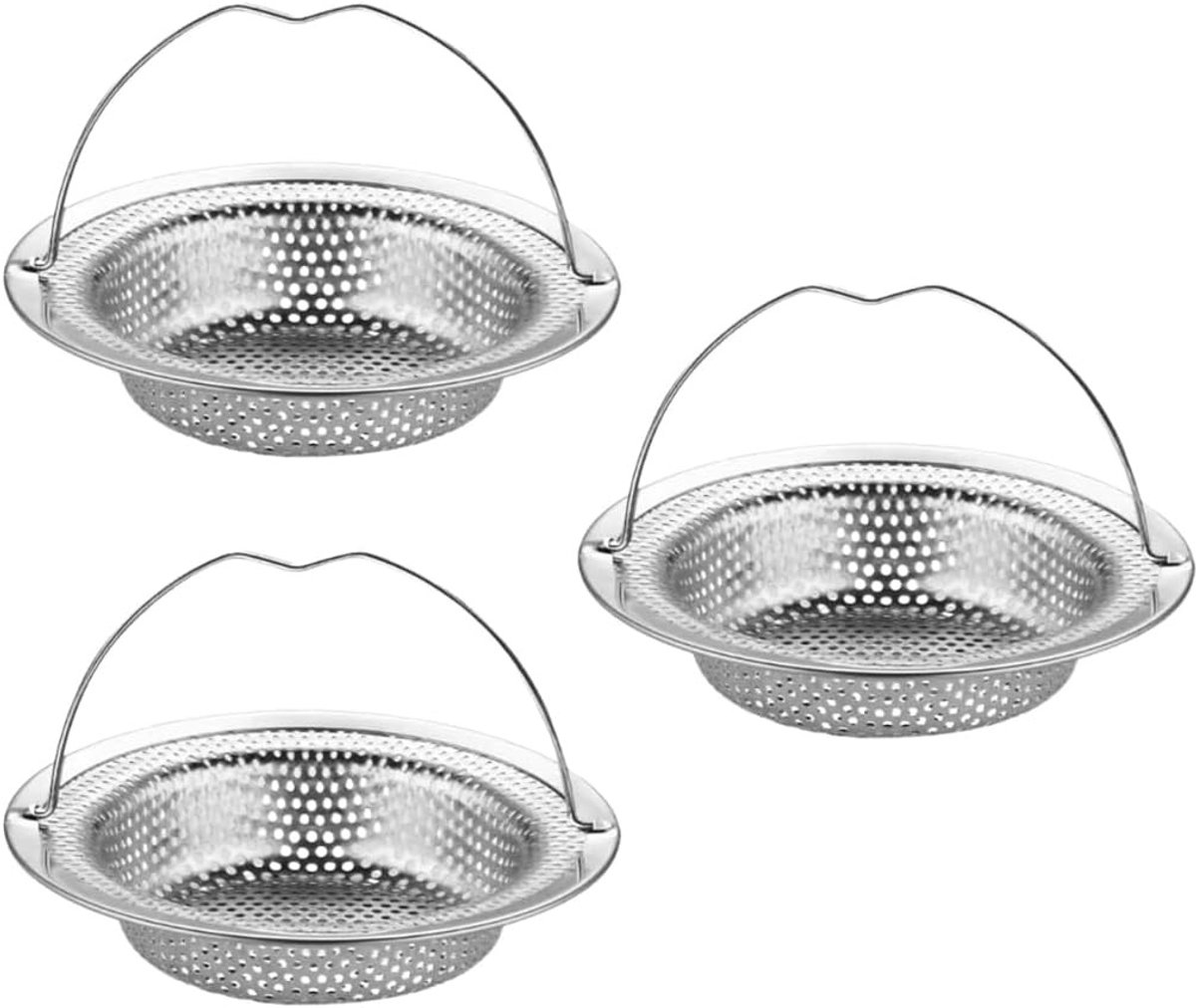 Roestvrijstalen filters met handvat en anti-verstoppingsbescherming voor keuken en badkamer, ideaal voor efficiënt afvoeren en schoonmaken