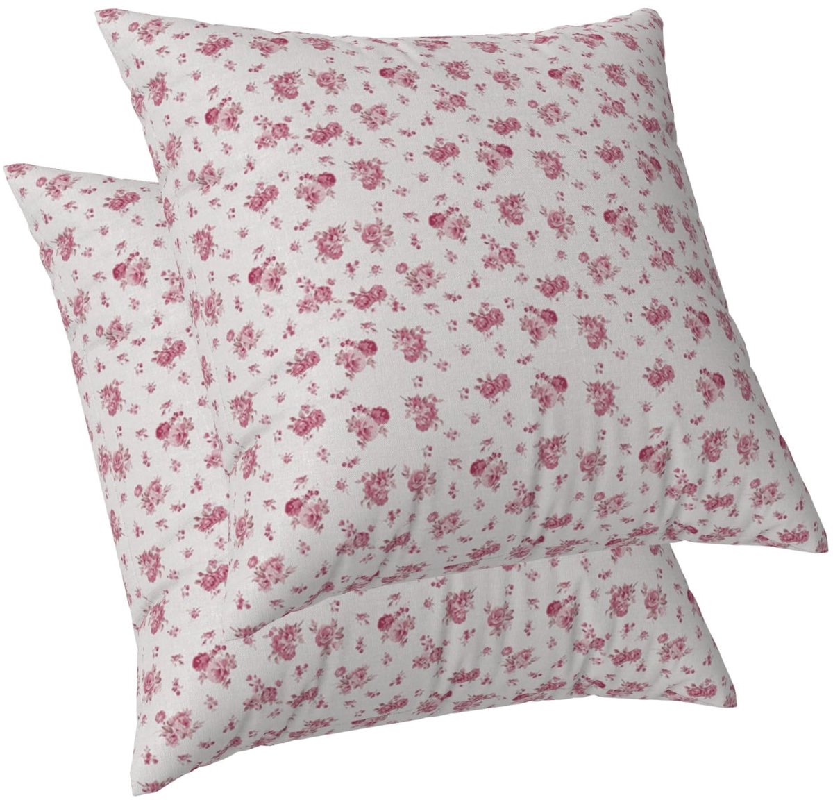Bloemenkussenslopen voor bank, poederroze, 2 verpakkingen, rustieke bloemen, kleine linnen kussens voor buiten, tuin, woondecoratie, vierkante kussens, 40 x 40 cm