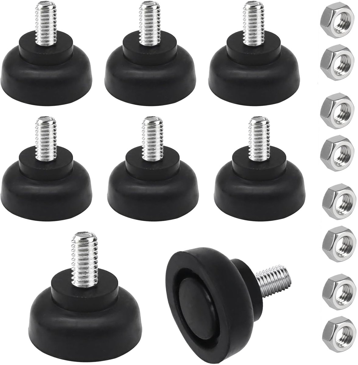 Rubberen pads - Verstelbare schroeven poten - Verstelpoten M8 x 30 mm - Voeten met moeren - Schokdemper en antislip voor meubels, tafels, stoelen, banken