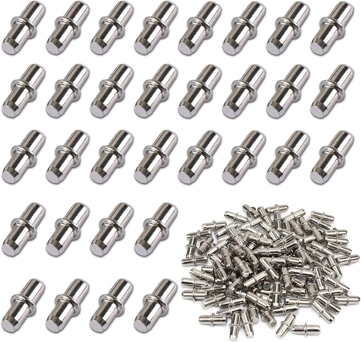 100 stuks, diameter 5 mm, metalen plankdragers, zilver