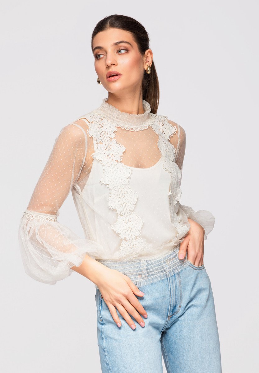 OMBRE Blouse - Polyamide - Lange Mouw Ecru M
