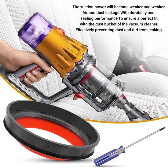 Afdichtring voor Dyson V11 V15 stofreservoir, vervangende rubberen afdichting met schroevendraaier, stofzuigerafdichtring, voorkomt luchtlekken en herstelt zuigkracht — afbeelding 4