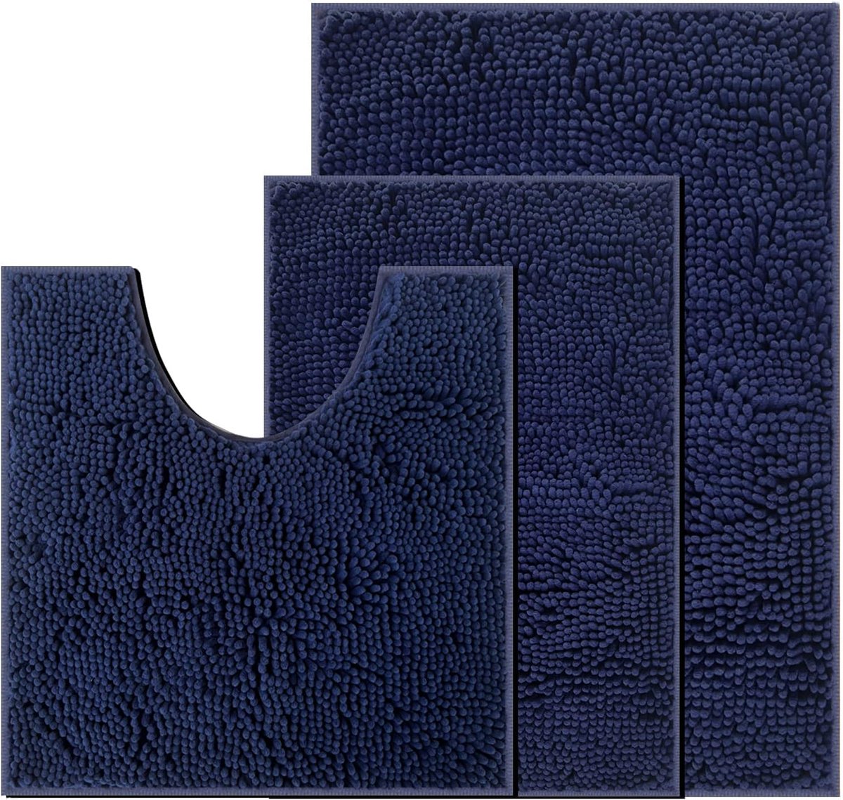Badmat, antislip, zacht badkamertapijt, waterabsorberende badmat, machinewasbaar, voor bad en toilet, donkercyaan, 3 stuks