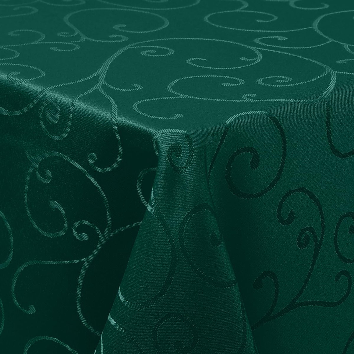 Tafelkleed, afwasbaar, rechthoekig, 100 x 140 cm, polyester, tafelzeil, tafelzeil, tafellinnen, ornamenten, vuilafstotend, onderhoudsvriendelijk, donkergroen