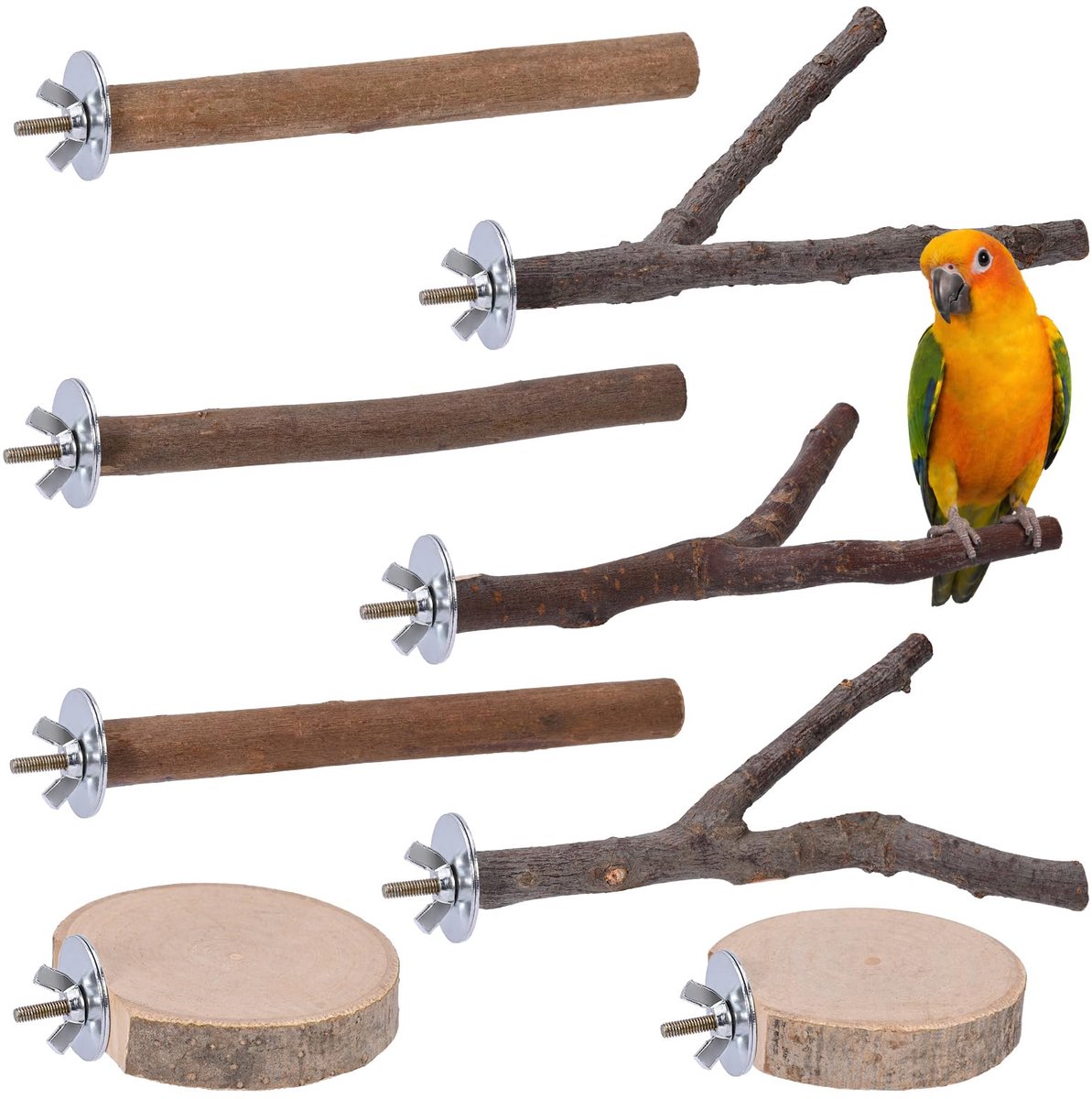 8 stuks houten vogel speelgoed accessoires kanarie vogel houten stangen vogelkooi zitstokken vogelstandaard voor parkieten valkparkieten agaporniden natuurlijke houten stangen vogelstang
