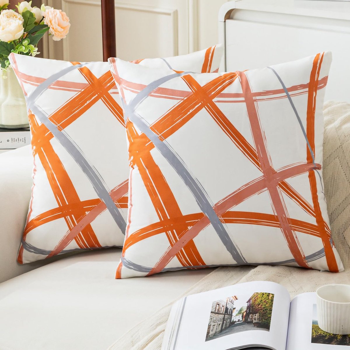 40 x 40 cm, fluweel, grijs, zacht, geometrisch sierkussen, moderne kussens, decoratieve kussenhoezen voor woonkamer, bank, slaapkamer, decoratie, set van 2