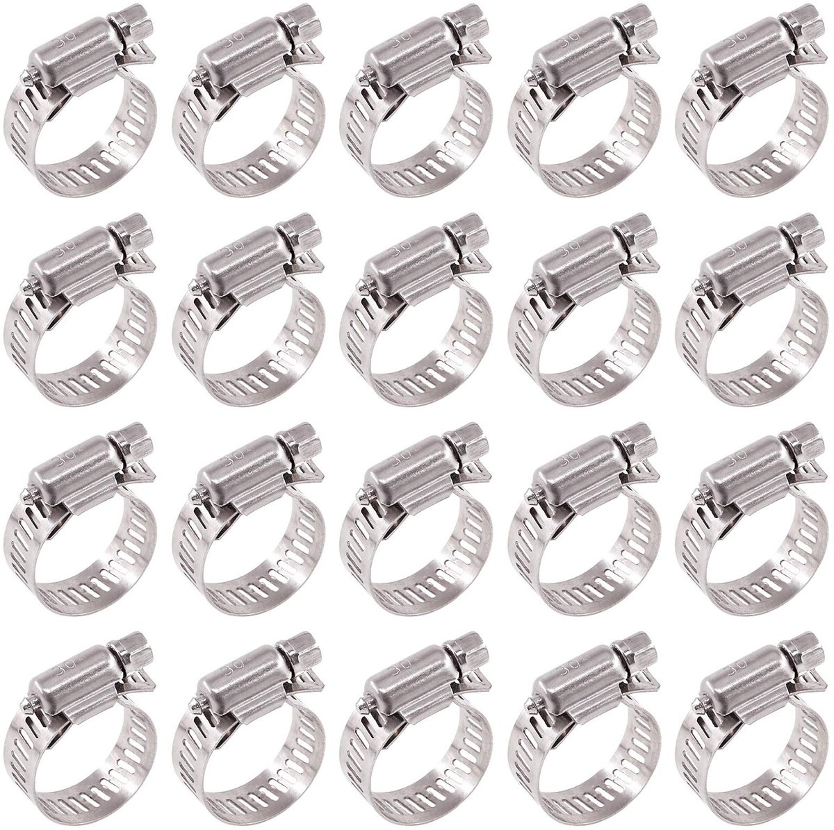 20 stuks 304 roestvrij staal verstelbaar 14-27 mm bereik wormwielslangklemmen assortiment kit, brandstofleidingklem voor waterpijp, sanitair, automotive en mechanische toepassing (14-27 mm)