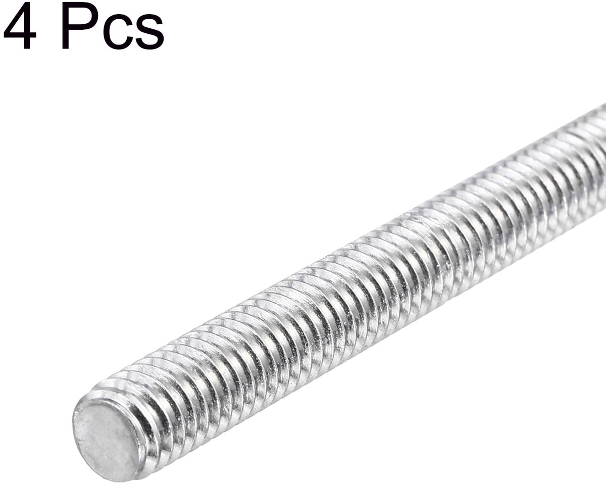 4 stuks draadstangen volledig 1/4 inch-20 UNC geen schroefdraad 150 mm lang roestvrij staal 304 rechte draadstaven, stangbouten voor reparatie, knutselen