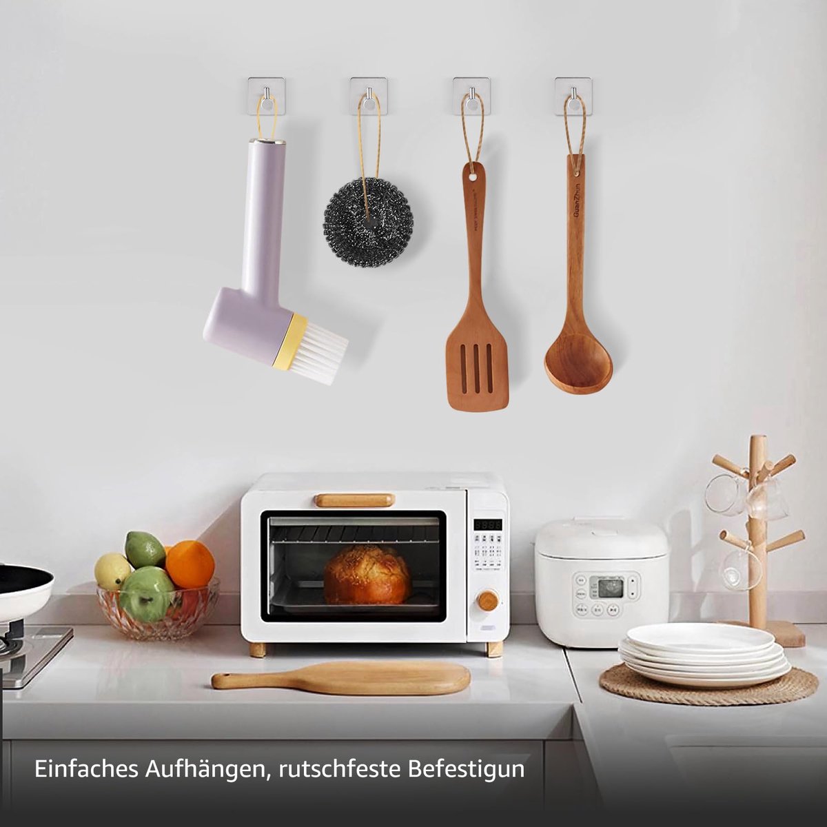 Handdoekhouder Zonder Boren Roestvrij Staal - 4 Stuks Praktische Zelfklevende Haken Extra Sterk, Roestvrij Muurhaken Zelfklevend, Zelfklevende Haken Badkamer, Haken Plakken voor Bad Keuken Kantoor