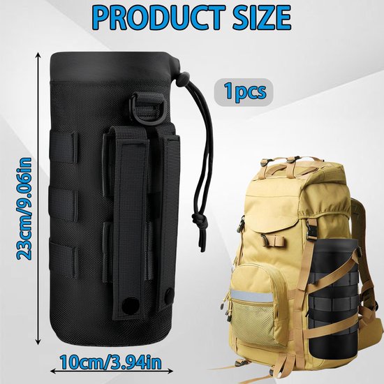 flessenhouder, 1000D nylon Molle flessenhouder, rugzak, flessenhouder, riem, lekvrije drinkflessenhouder, riem, voor kamperen, wandelen, outdoor sport — afbeelding 4