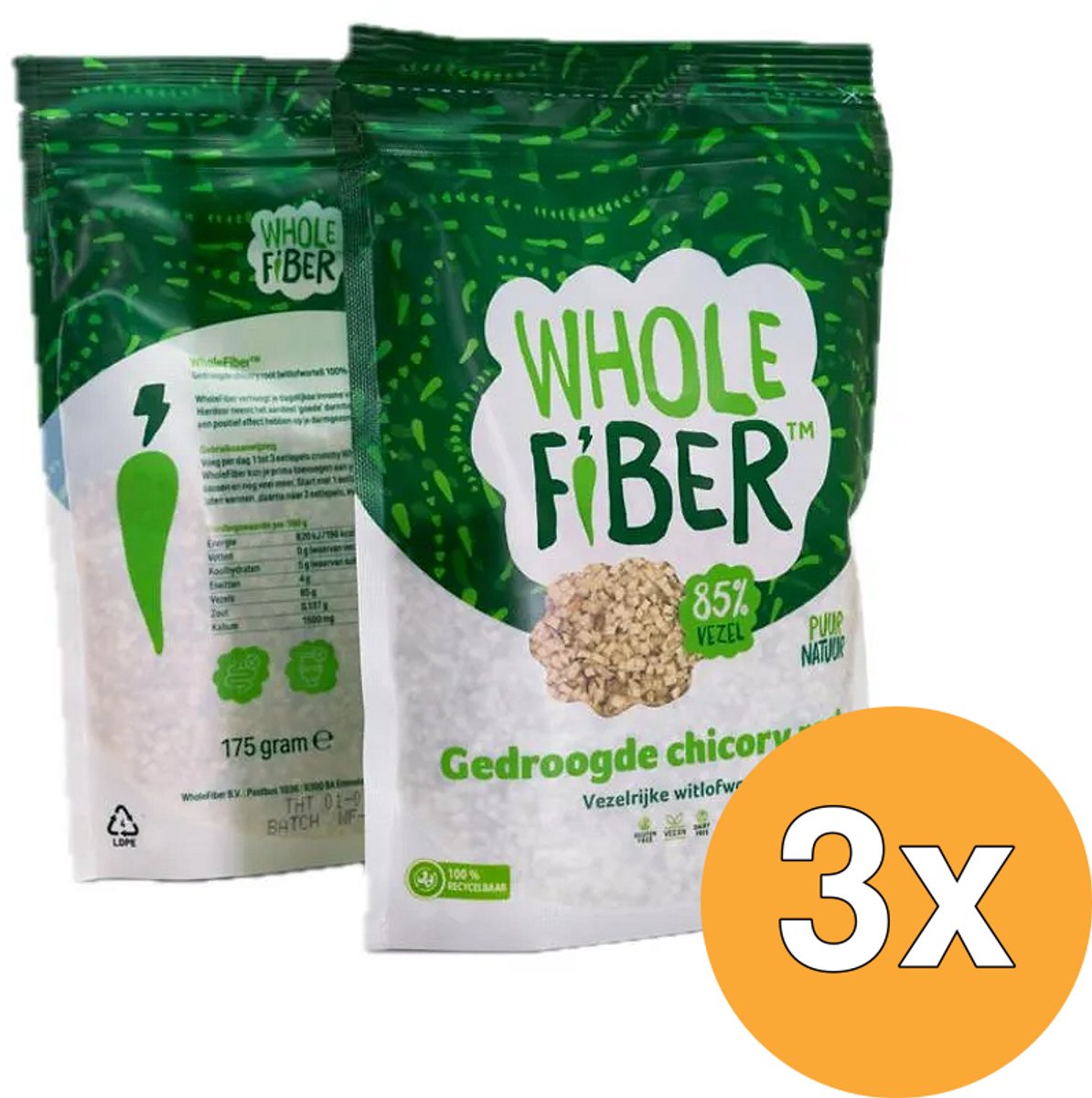 3x WholeFiber Gedroogde Chicory Root (175 gr)