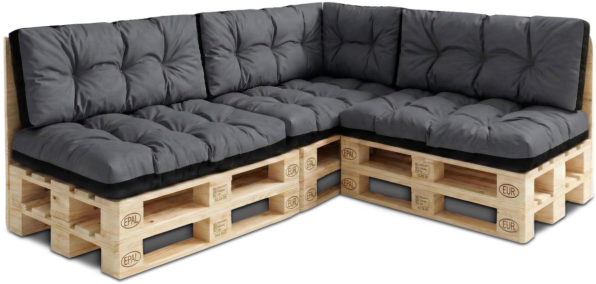 Palletkussens Outdoor Kussen Set van 7 palletkussens - Kussens voor pallets Euopallets palletbank en palletmeubels palletkussens Grafiet