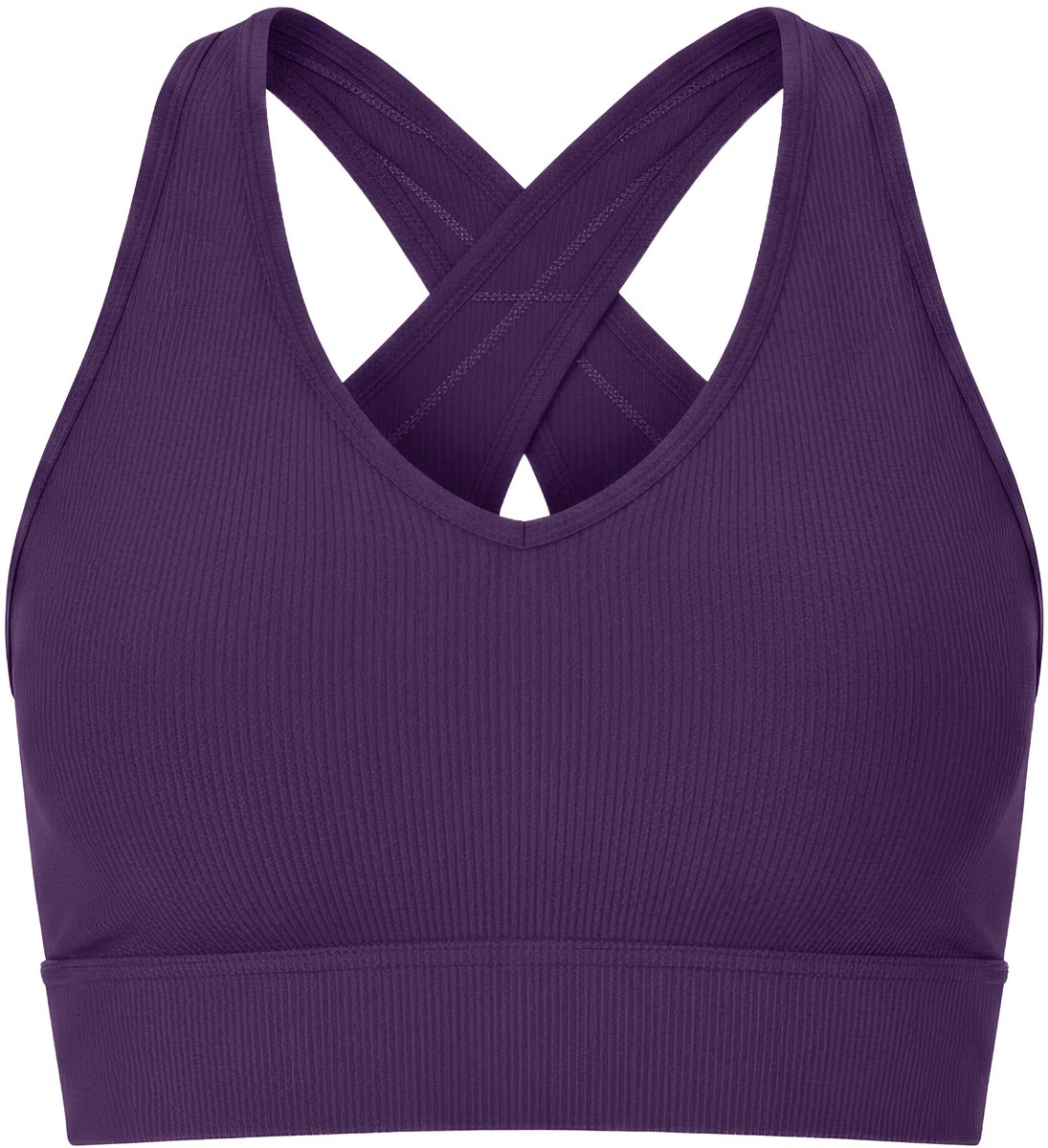 Studio Untold - Dames - Geribbelde bh ribjersey gekruiste rugbandjes - Aubergine - Maat 42+