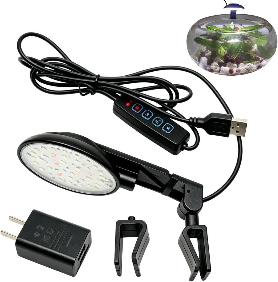 Aquarium LED Verlichting - Aquariumlamp - Planten Groei - Waterdicht Ontwerp - 14 x 8 x 5 cm - Zwart