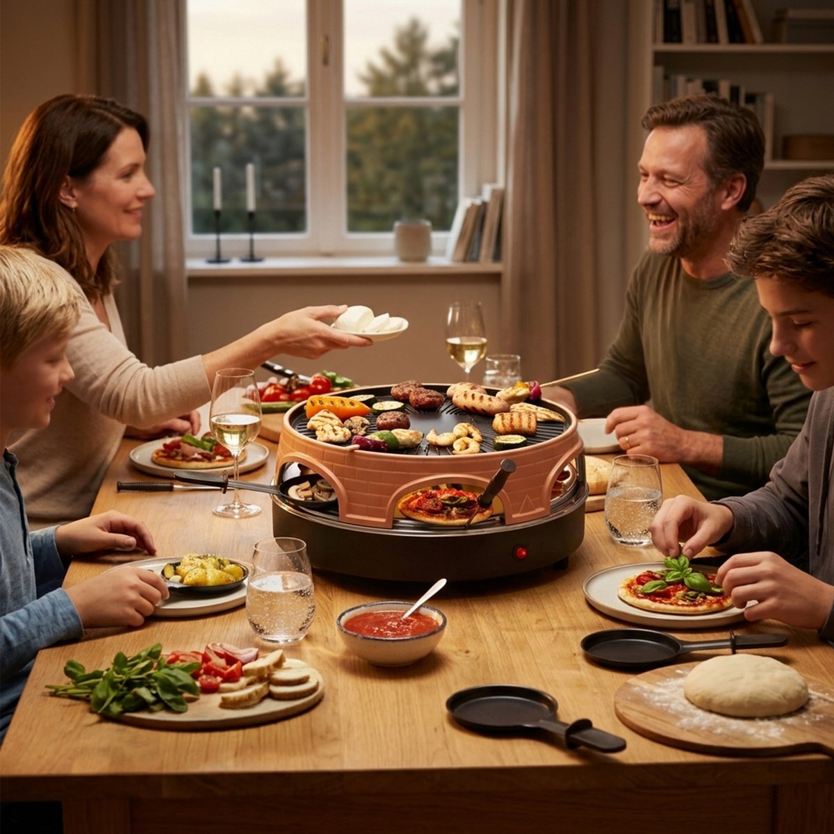 Emerio Pizzarette 3-in-1 Origineel - Zwitserse Raclette en Grill - 6 Persoons Pizza Oven - 6 Geïsoleerde Bakspatels - RVS Bakplaat - Gourmetstel - PO-113255.4 1500W – foto 2