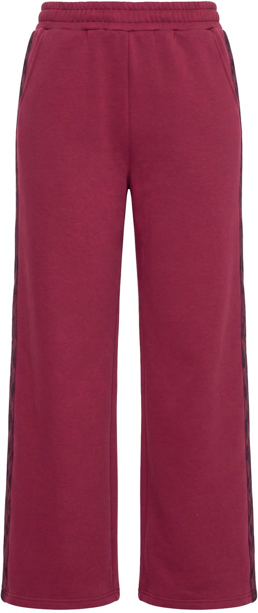 Studio Untold - Dames - Sweatpants wijde pijpen luipaardstrepen - Wijnrood - Maat 58+
