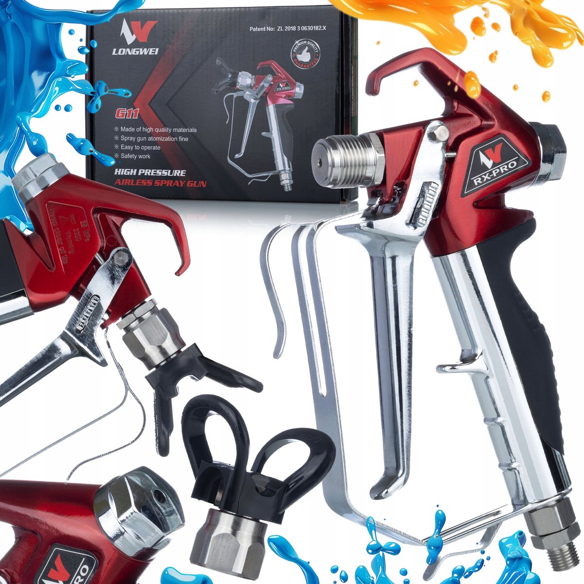 Rosfix Spuitpistool RX-PRO - RVS Spuitmondbescherming Ergonomische Houder - Geschikt voor Komatz, Graco
