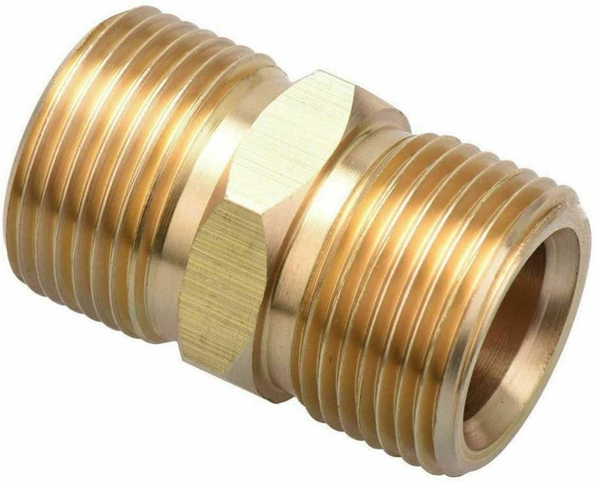 2 Stuks M22 15mm Metrische Mannen Naar Mannen Messing Drukreiniger Adapter Slang Koppeling Connector