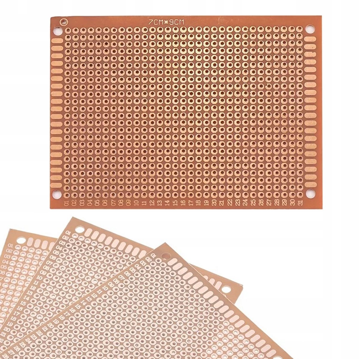 Rosfix Universele Enkelzijdige Prototypenprintplaat - 70 X 90 mm - Raster 2,54 mm, 4 Montagegaten