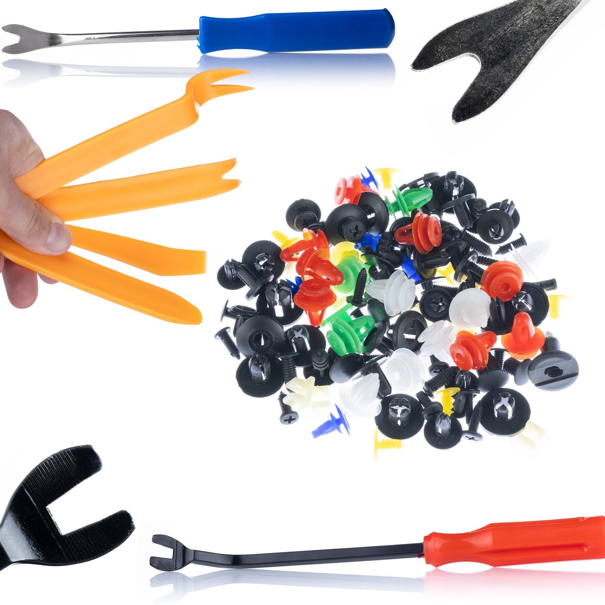 Rosfix Autoklemmen Set - 600 Stuks Kunststof Multikleur, 6 Verwijderingsgereedschap - 1–4 Cm