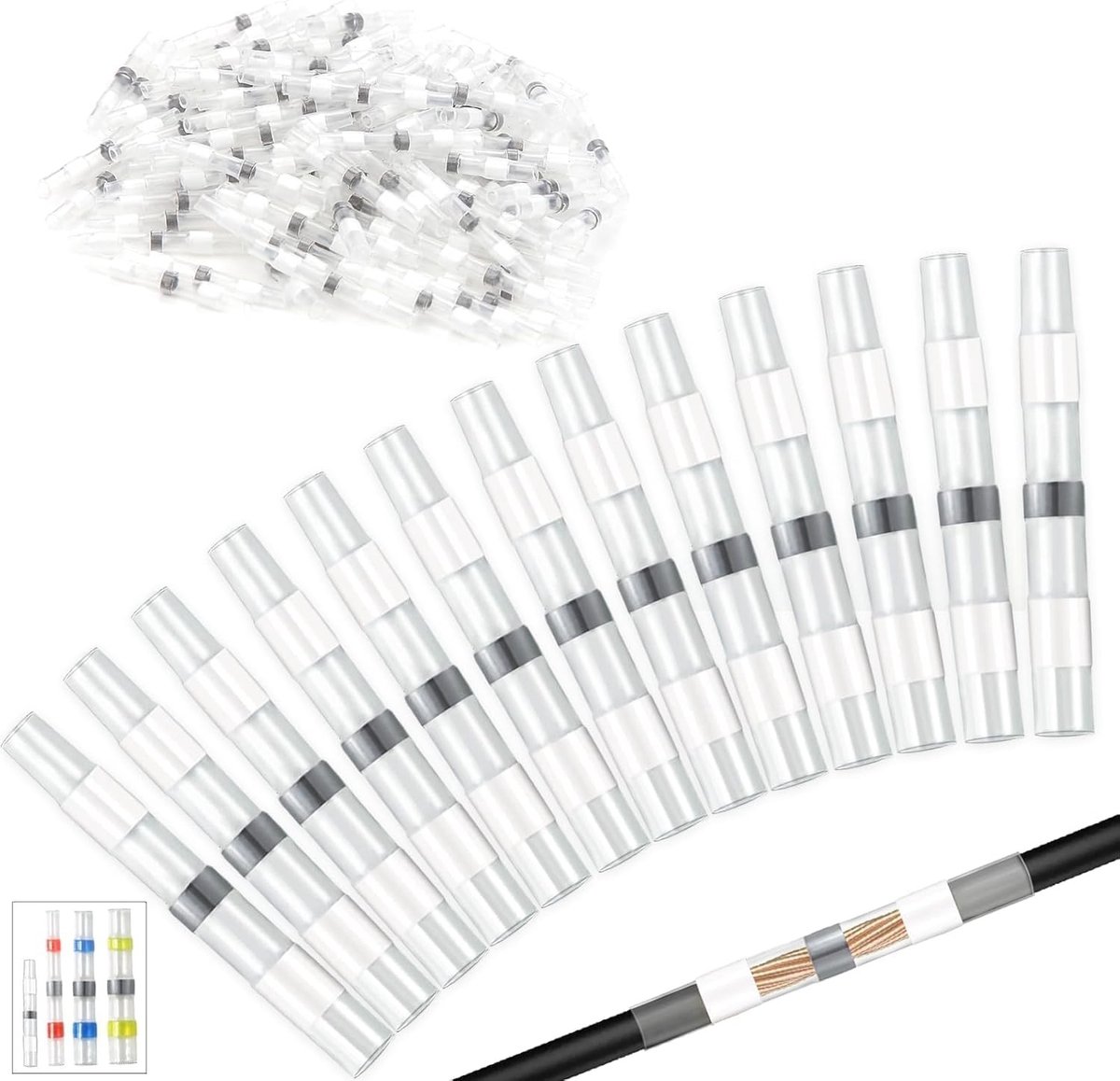 Solderconnectoren AWG26-24 - Waterdichte krimpverbindingen - Geïsoleerde compressieconnectoren - ShopVlot