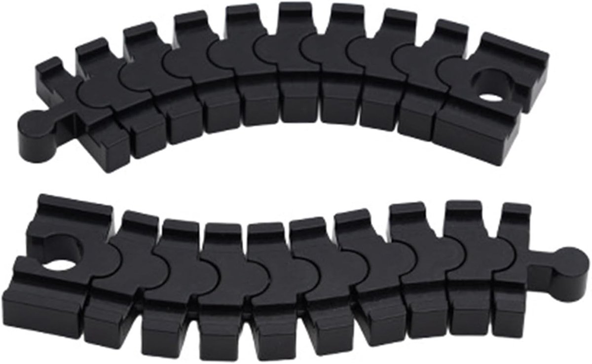Set van 2 flexibele plastic rails voor houten treinbanen - 14,2 x 4 x 1,2 cm, ideaal voor het verbinden van rails en het creëren van unieke spoorlijnen