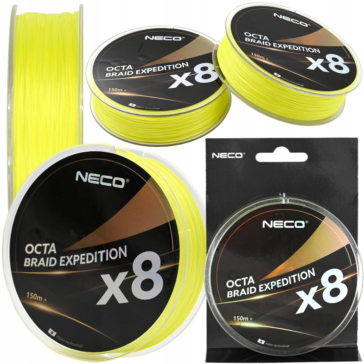 Neco Octa Braid Expeditie x8 Vislijn 150m 0,20mm Geel