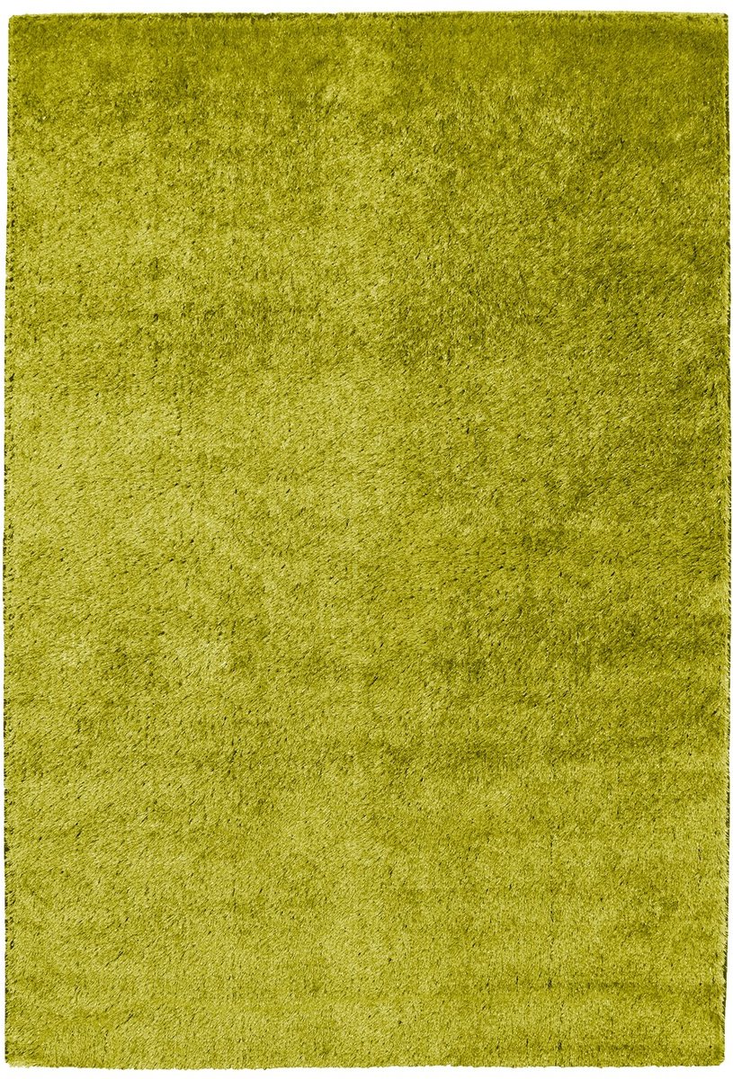 Padiro hoogpolig vloerkleed 120 x 180 cm - lichtgroen - modern effen design - geschikt voor vloerverwarming - van polyester en modacryl