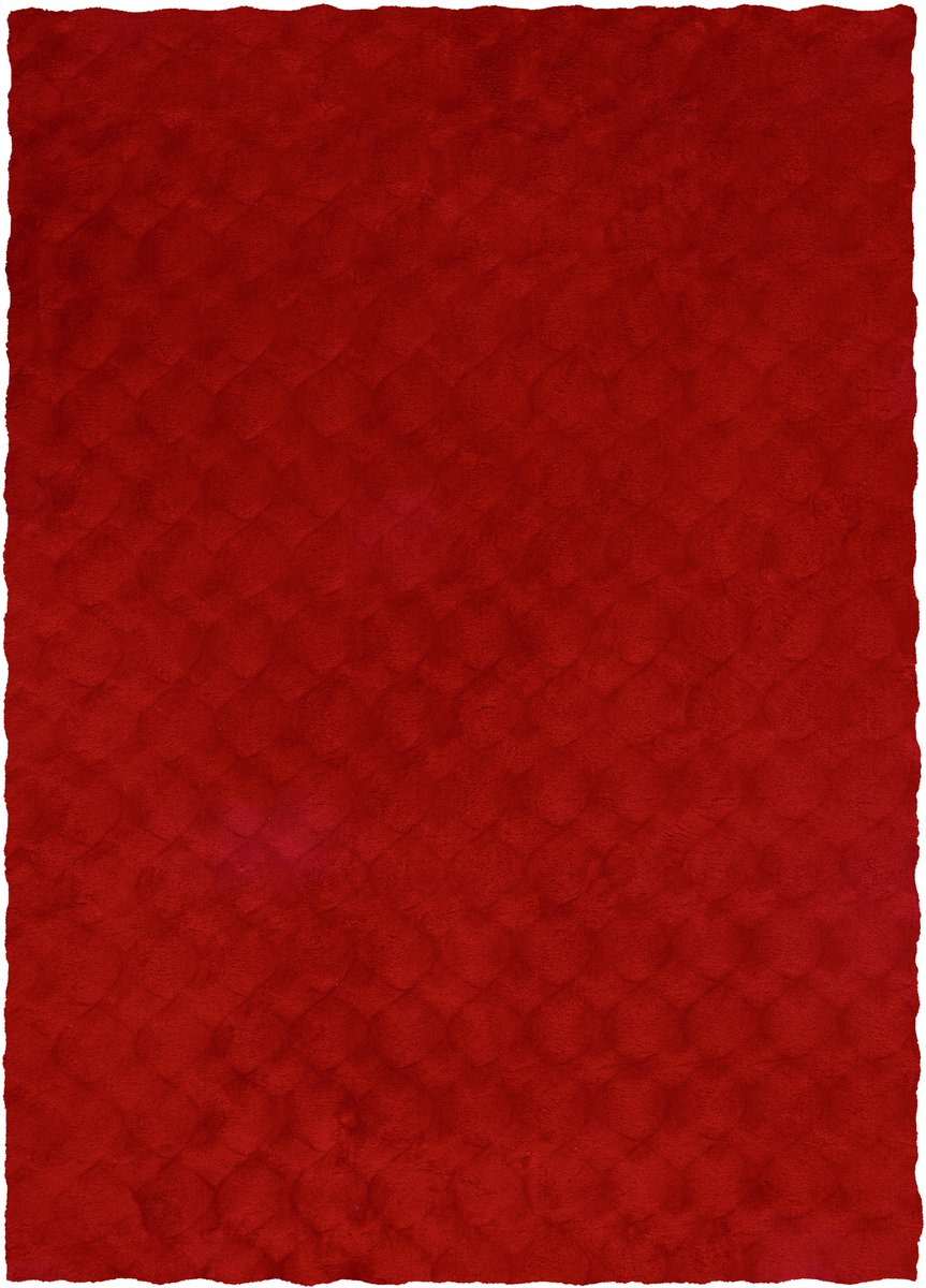 Padiro hoogpolig vloerkleed 120 x 170 cm - roodachtig - modern effen design - geschikt voor vloerverwarming - van polyester en katoen
