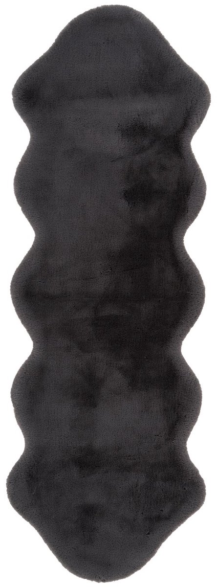 Padiro hoogpolig vloerkleed 60 x 180 cm - antraciet - modern effen design - geschikt voor vloerverwarming - van polyester