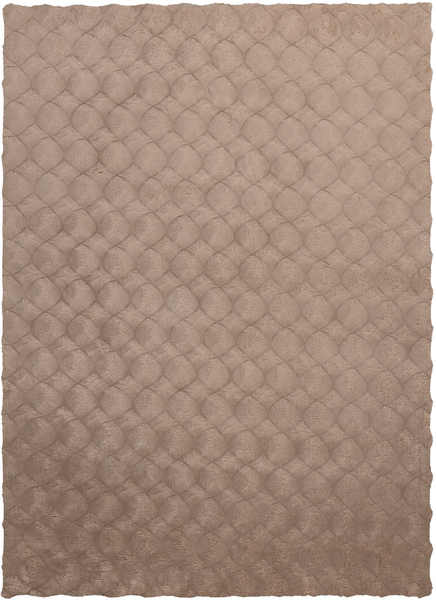 Padiro hoogpolig vloerkleed 80 x 150 cm - taupe - modern abstract design - geschikt voor vloerverwarming - van polyester