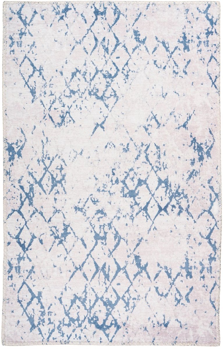 Padiro laagpolig vloerkleed 160 x 230 cm - wit / blauw - vintage patroon - geschikt voor vloerverwarming - van polyester