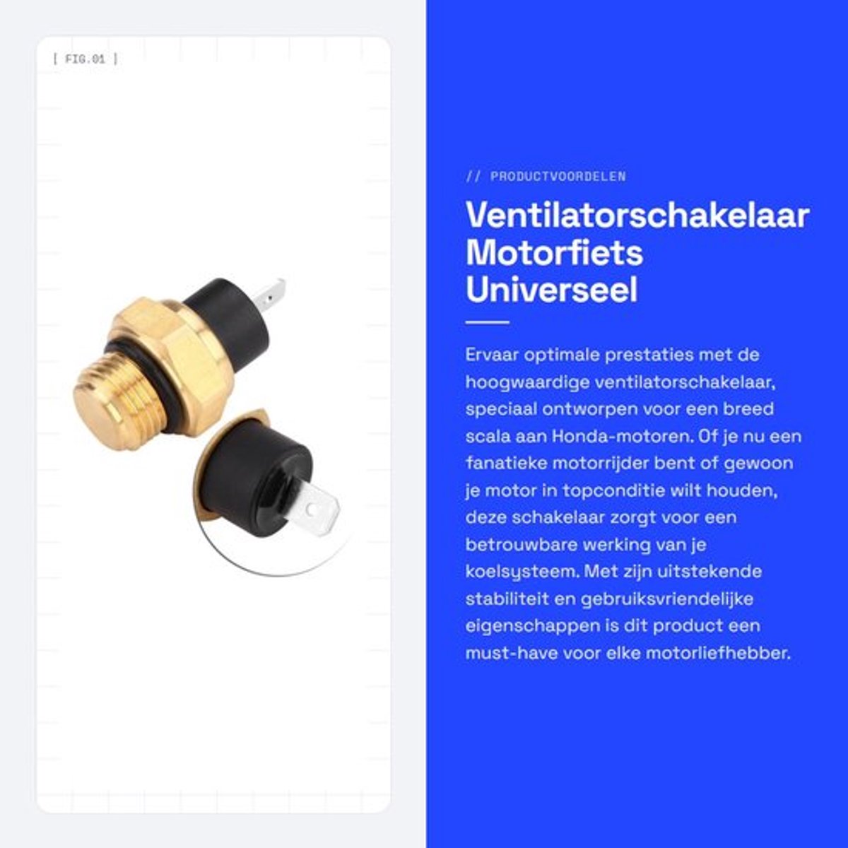 Ventilatorschakelaar - Motorfiets - Universeel - Zwart - VFR700F VFR750F VFR800 VTR1000F VT600 VT750 VT1100 - H_o_nda - Geschikt voor div...