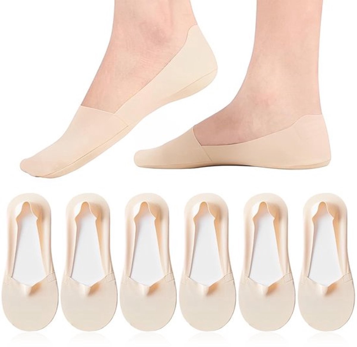 Sneakersokken Dames Antislip Hiel - Onzichtbare Sokken - Comfortabel Nylon/IJszijde - Maat 33-39 - Driedimensionaal Ontwerp - Vochtregulerend - Voetsokken