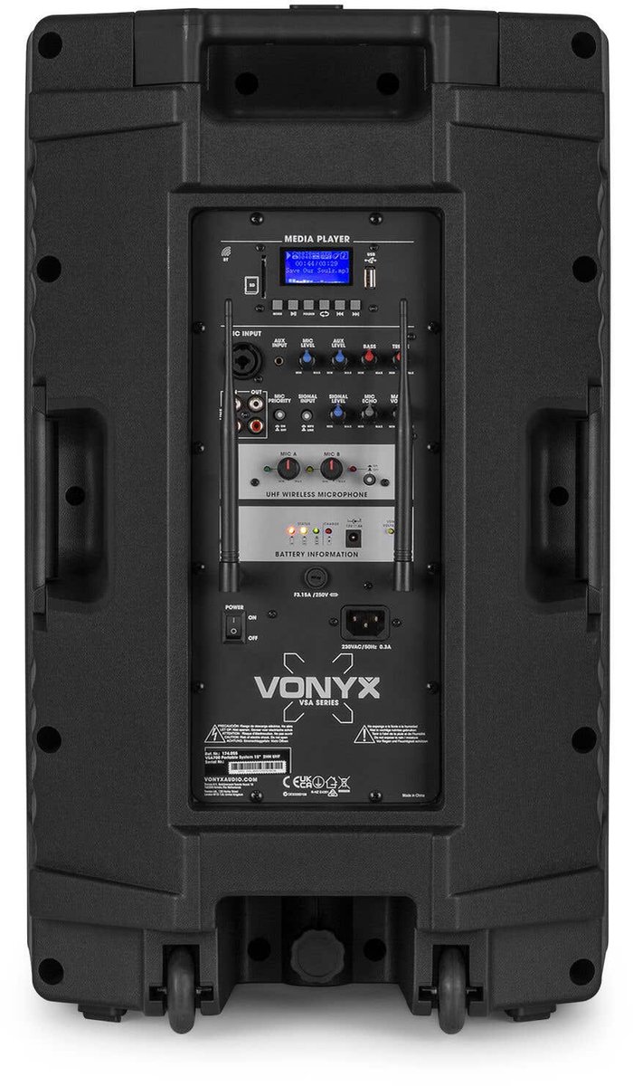 Vonyx VSA700 ABS 15 portable speaker met 2x draadloze microfoon en speakerbeschermhoes - 1000W van Vonyx — afbeelding 4