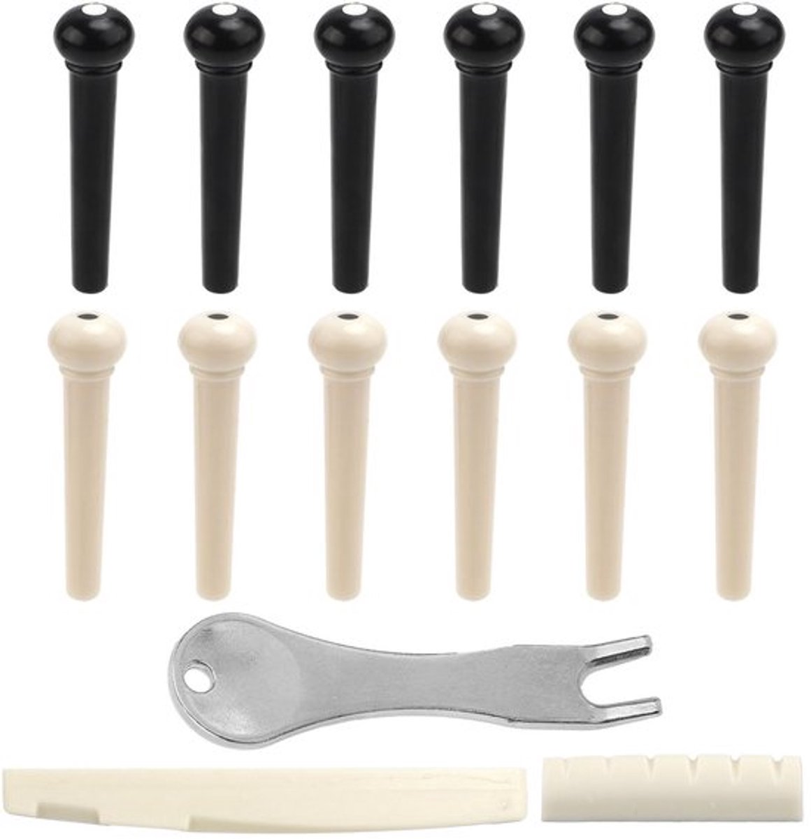 Gitaarbrugpennen 12st - Gitaaraccessoires 3st - Vervangende Onderdelen - ABS-kunststof/Metaal - Zwart/Wit - Geschikt voor Meeste Gitaren - Gitaarpennen