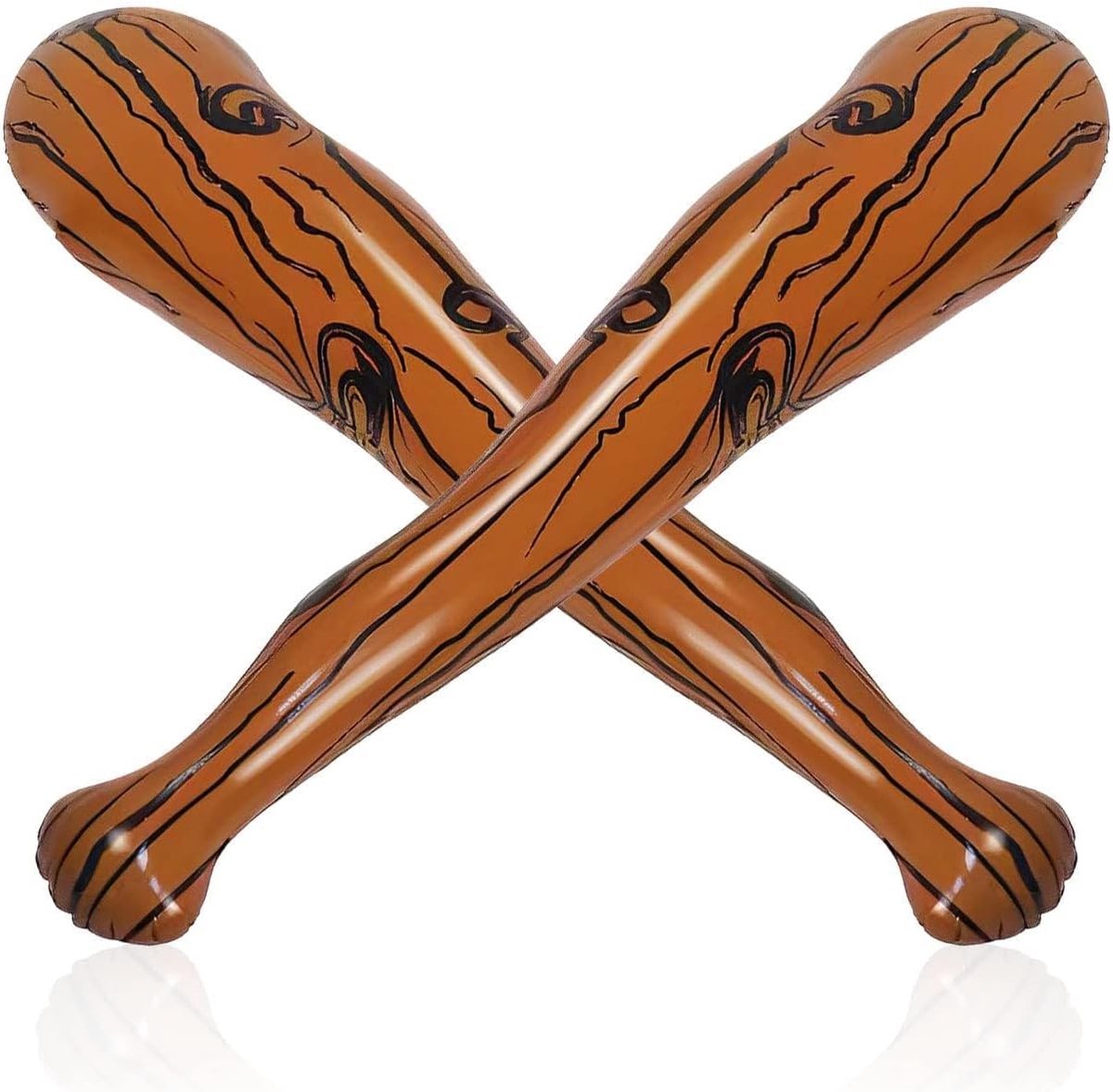 BLMHTWO Opblaasbare honkbalknuppel - 2 stuks - opblaasbare houten stok - man - grot - accessoires - juichende rekwisiet - holbewoner - stok - bruin - voor themadecoratie - cosplay - feestaccessoire