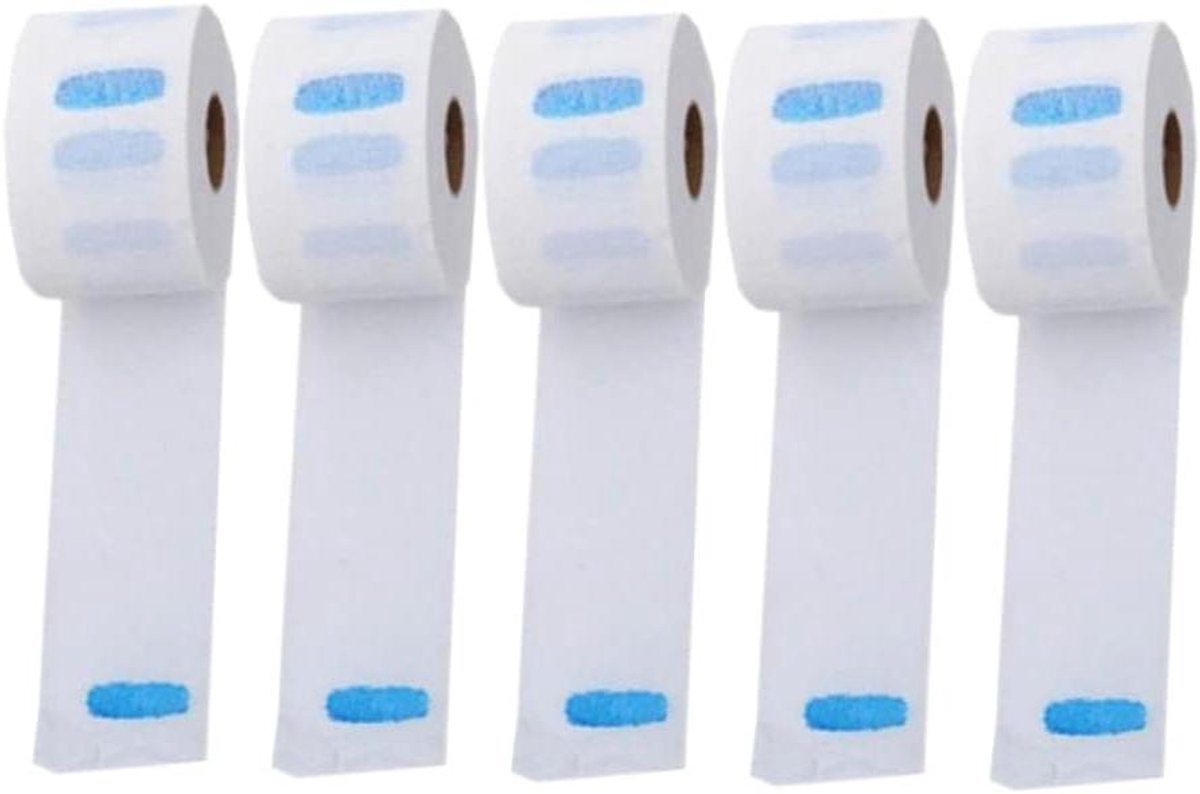 Wegwerp Nekpapier Rollen - Kappers Nekbanden - Haarknippen Beschermen - Waterafstotend Materiaal - 5 Rollen - Wit