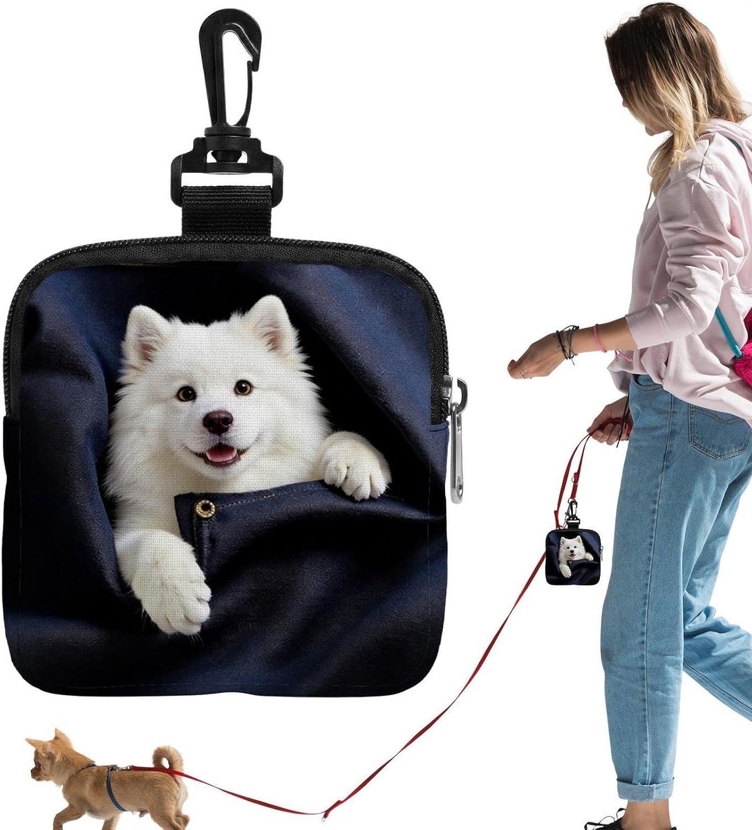 Honden Snacktas - Trainingszakje Hond - Hondentraining - Lichtgewicht Antislip - 14 x 13 x 2 cm - Blauw