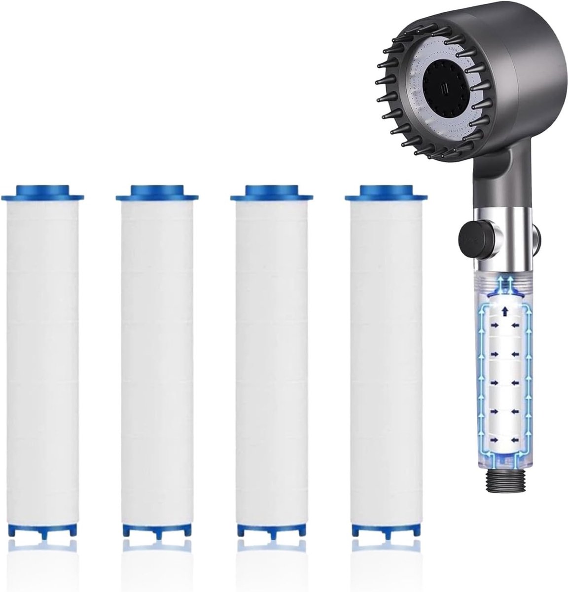 Verwijderbare Douchefilter Set van 4 Stukken voor Handdouche - Verbeter de Waterkwaliteit en Verminder Kalkaanslag (8.5 x 2 cm)