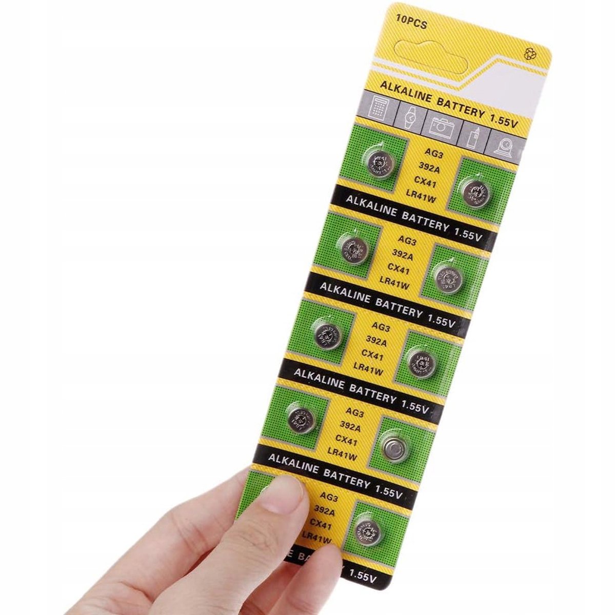 Rosfix Knopcelbatterij AG3 LR41 - Alkalisch 1,55V - Ø7,9x3,6mm - 10 Stuks Blister voor Speelgoed