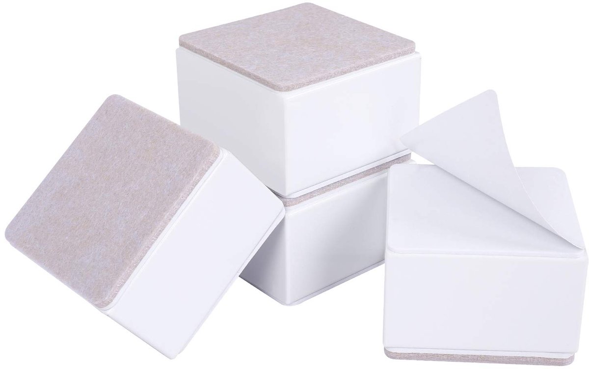Bobypet - Meubelverhogers - Bedverhogers van koolstofstaal - Set van 4 - Zelfklevend - Verhoogt meubels met 5 cm - Diameter 6 cm - Voor bank, tafel, kast en bed - Wit