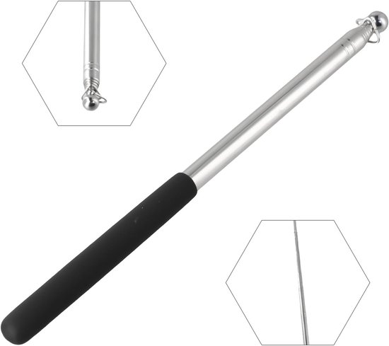 Uitschuifbare Vlaggenmast - Telescopische Standaard - Presentaties Geven - Robuust Roestvrij Staal - 1.6 Meter - Zwart — afbeelding 3