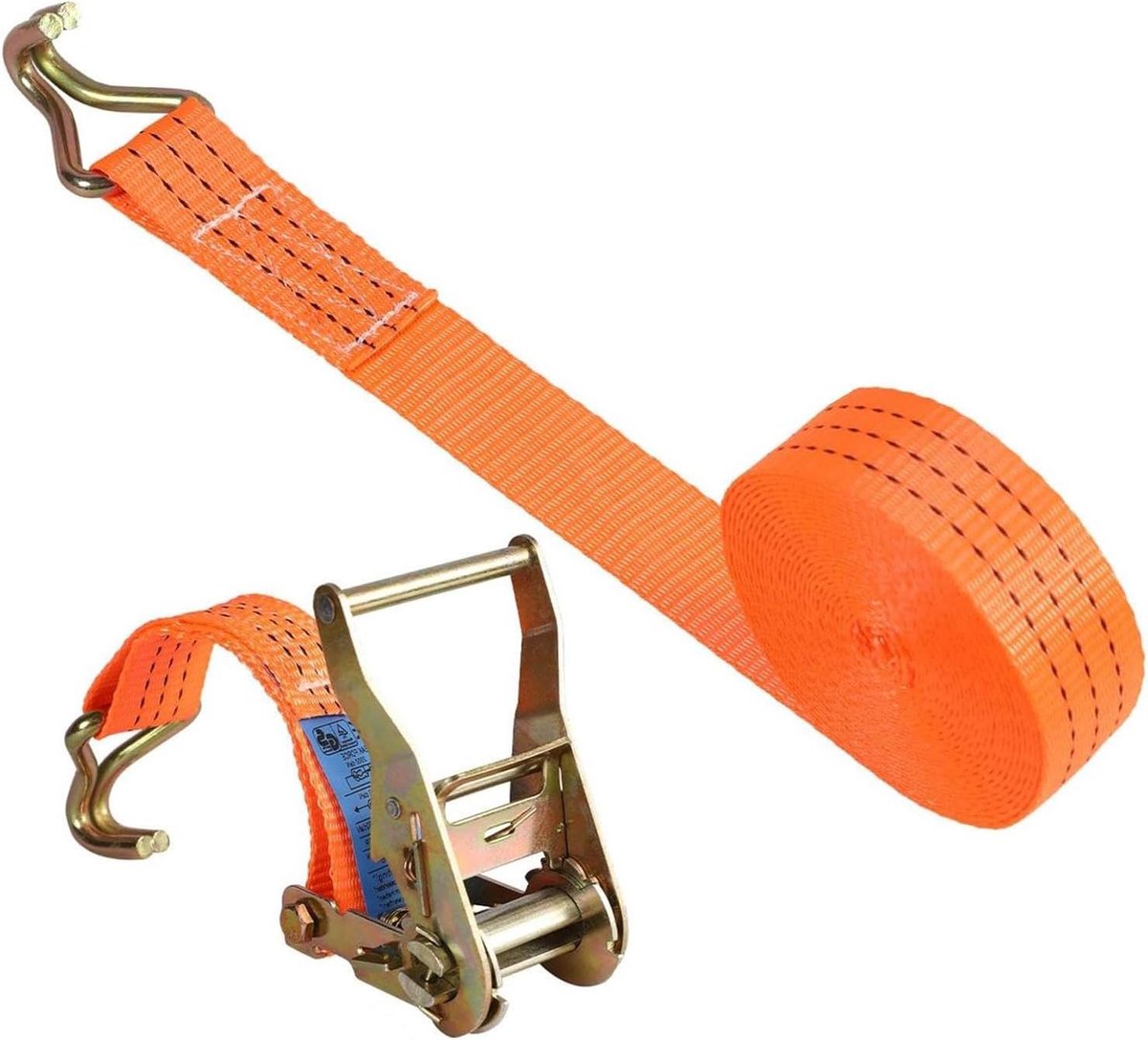 Spanbanden met ratel - Zware spanbanden - Lading vastzetten - Buigbestendig dubbel J-haak - 5 meter lengte - Zwart