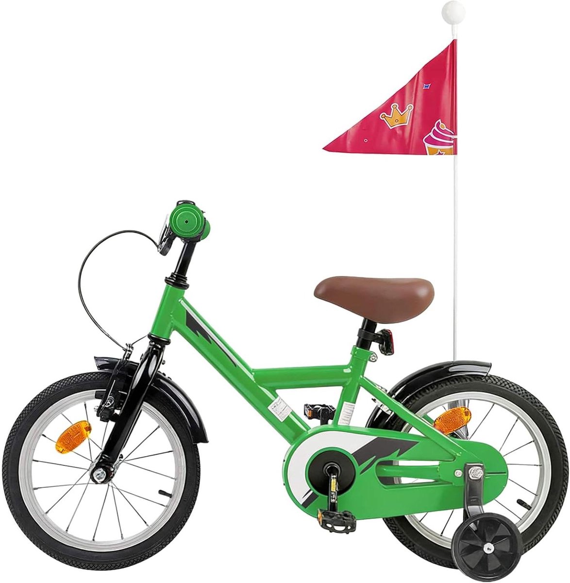 Kinderfiets 16 Inch Jeugd fiets Buiten spelen Verstelbaar stuur zadel 105-120 cm lengte Groen