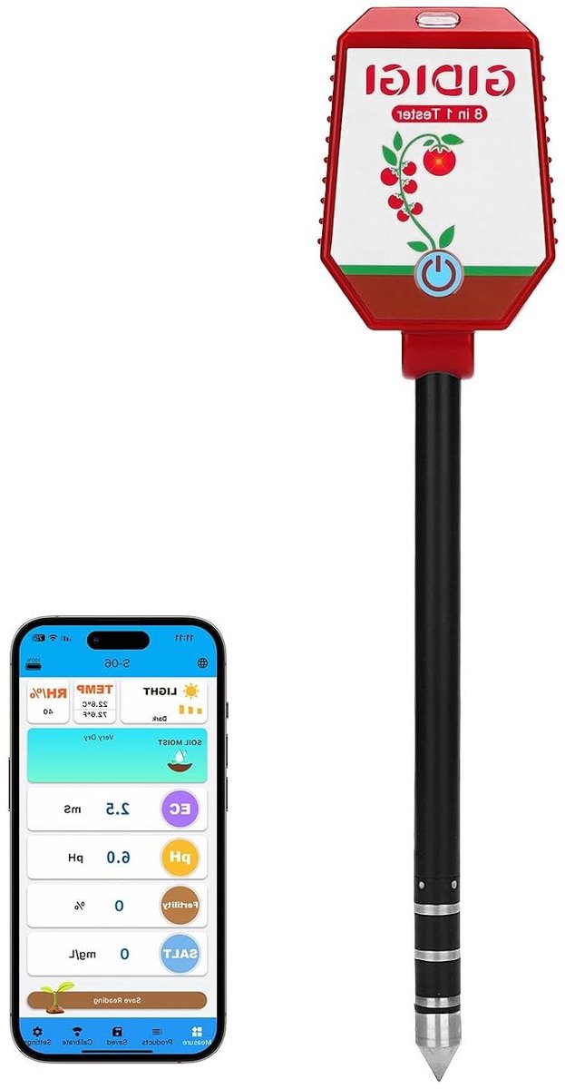 Bodemtester 8-in-1 - pH meter bodem - Plantenverzorging - Digitale bodemanalyse - Meerdere sensoren - Zwart