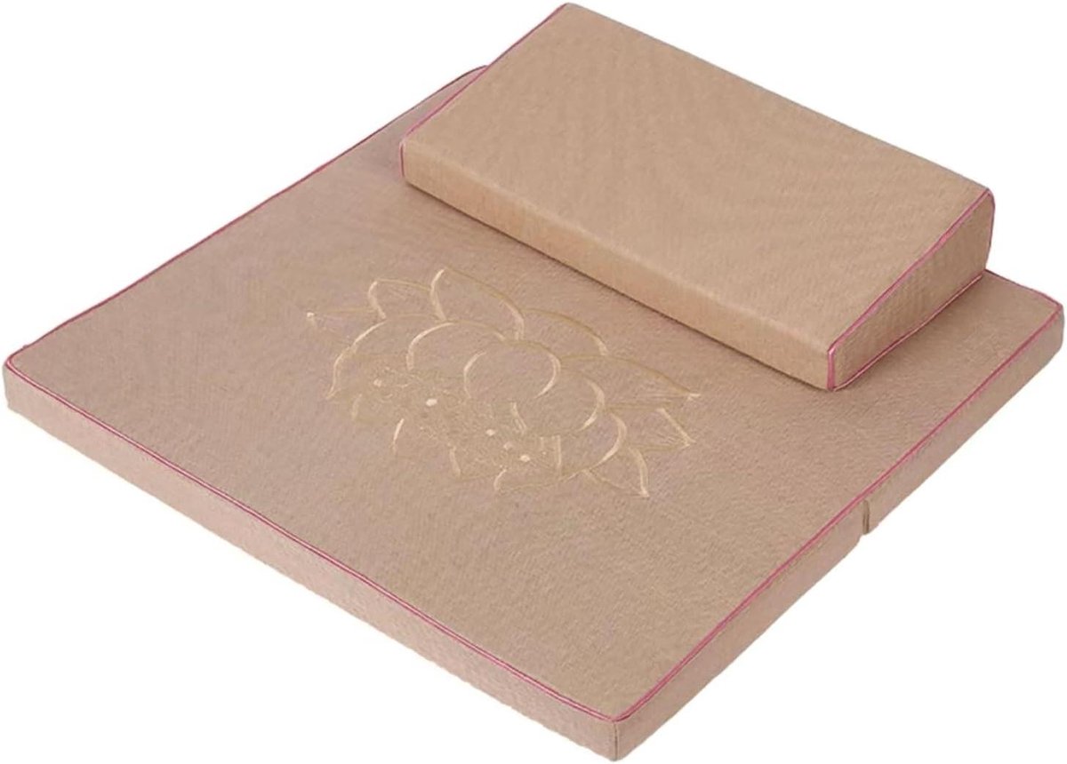 Meditatiekussen Set - Vloerkussen Yogamat - Meditatie Beoefenen - Opvouwbaar Ontwerp - 70x70cm - Beige